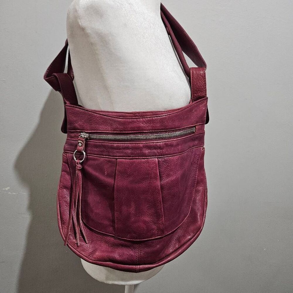 Hobo Purple Leather Shoulder Bag Purse Boho Hippie Minimalist Festival
